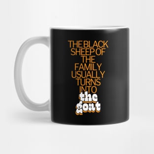 Unique & Powerful: The Black Sheep Becomes The GOAT Typography Motivational Quote Mug